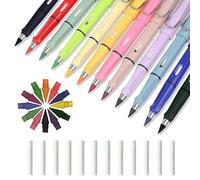 FINEASY Lot de 12 Crayon Infini, Crayon Papier Eternelle de Couleur, Papier sans Encre avec 12 Coloré Pointes de Rechange et Gomme, pour Artiste Étudiant Peintre École