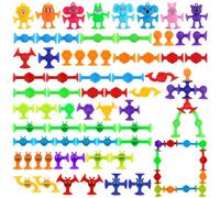 FINEASY Lot de 67 Jouet Ventouse Bebe Mignons Colorés, Jouet Bain Enfant 3 Ans de Décompression, Jouet de Bain Sensoriels Souples, Jouets de Bain Éducatifs pour Enfants, pour Garçons Filles