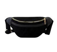 FINEASY Sac Banane Femme Homme, Sacs Banane en Velours Côtelé Beige, Sacoche Banane Unisexe avec Ceinture Réglable, Sac de Poitrine pour Voyages Sportifs (Noir)