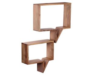 FineBuy 2 étagères murales Bois Massif Acacia étagère Suspendue 50 x 49 x 13 cm | Etagère en Bois Rustique - Lot de 2 Etagères Flottantes - Étagère pour Le Mur | Bois véritable