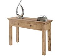 FineBuy acacia console solides 110 cm avec 2 tiroirs - bois massif