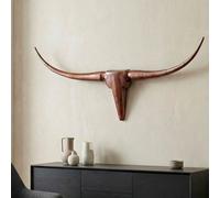 FineBuy Antler Bull M Aluminium design cornes 100cm décoration murale Bronze