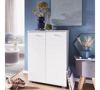 FineBuy Armoire à Chaussures Bois Blanc 60 x 90 x 35 cm Deux Portes | Étagère à Chaussures Design Look Moderne | Stockage de Chaussures étroit | Ameublement Salle pour 12 Paires de Chaussures