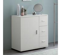 FineBuy Armoire de Salle de Bain 60x65,5x33cm Commode avec Tiroir et Porte Blanc