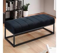 FineBuy Banc 108 cm Velours Rembourré Banc Banquette Moderne Couloir Métal