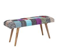 FineBuy Banc 117x38x51 cm Bois Massif, Banquette Patchwork