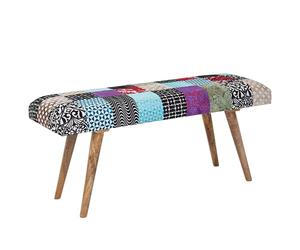 FineBuy Banc 117x38x51 cm Bois Massif, Banquette Patchwork