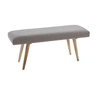 FineBuy Banc 120 cm Bois Massif Tissu Gris, Banquette Rétro | banc d'entrée rembourré pour entrée, chambre et salon, bout de lit avec pieds stable en bois