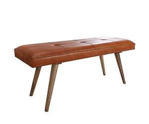 FineBuy Banc 120 cm Bois Massif Tissu Marron, Banquette Rétro