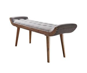 FineBuy Banc 125x38x51 cm Bois Massif Tissu Gris, Chesterfield