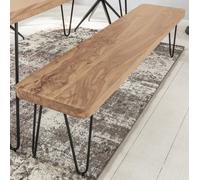 FineBuy Banc de Cuisine en Bois Massif Acacia/Métal 160 x 45 x 40 cm | Style Champêtre pour Salle à Manger - Capacité de Charge 200-250 kg | Table de Cuisine