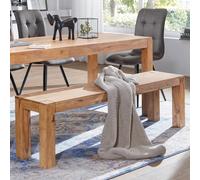 Banc de cuisine en bois massif acacia - FineBuy - 120 cm - Marron clair - Style classique intemporel