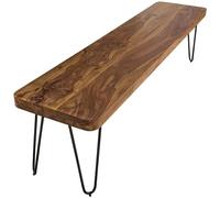 FineBuy Banc de Cuisine Bois Massif Sheesham/Métal 120 x 45 x 40 cm Champêtre | Salle à Manger Banque - Capacité de Charge maximale: 150-200 kg - Banc pour Table de Cuisine | Banc Salle à Manger