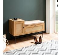 FineBuy Banc de Rangement à Chaussure Entrée 100 cm Étagère a Chaussures Chêne