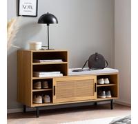 FineBuy Banc de Rangement à Chaussure Entrée 120 cm Étagère a Chaussures Chêne
