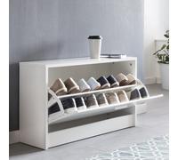 FineBuy Basculeur de Chaussures Entrée 80x47x24 cm Étagère a Chaussures Blanc | Banc avec Rangement | Meuble Couloir