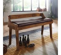 FineBuy banc en cuir véritable 108 cm banc en cuir banc de salle dossier