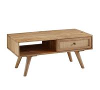 FineBuy Basse FineBuy 90x40x45 cm Table de Salon en Bois Massif de manguier rectangulaire | Table en Bois avec Espace de Rangement | Table Basse avec tiroir | Table de Salon Solide