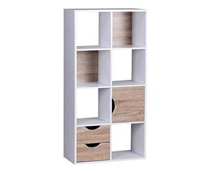 FineBuy Bibliothèque MASSA Sonoma Blanche avec 8 Compartiments et Portes | étagère autoportant avec porte magnétique, étagère pour salon, bureau et chambre d'enfant, beaucoup de rangement