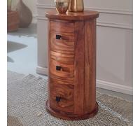Buffet en bois massif Sheesham avec tiroirs - FineBuy - Ø 35 cm - Marron - Laqué - 65 cm