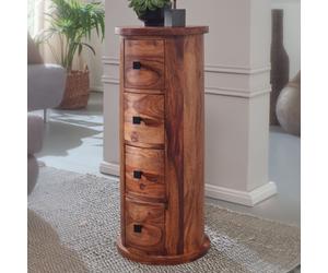 FineBuy Buffet Ø 35 cm Sheesham Bois Massif avec Tiroirs Commode de la Chambre