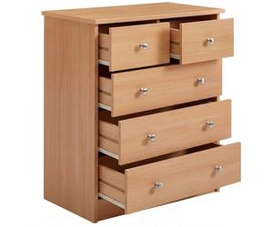 FineBuy Buffet Bois Hêtre 60 x 70 x 35 cm 5 tiroirs | Commode Design Moderne | Commode de la Chambre Espace de Sauvegarde | Petite Armoire sans Pieds