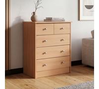 FineBuy Buffet Bois Hêtre 60 x 70 x 35 cm 5 tiroirs | Commode Design Moderne | Commode de la Chambre Espace de Sauvegarde | Petite Armoire sans Pieds