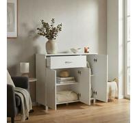 FineBuy Buffet SETE 90x30x75 cm Blanc avec Tiroir et 3 Portes | commode moderne pour chambre, salle à manger et entrée, enfilade avec rangement, petit meuble avec surface de rangement