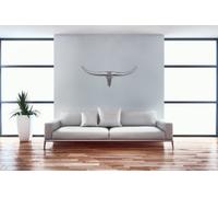 FineBuy Bull Antlers décoration murale 74cm aluminium bois de mur d'argent