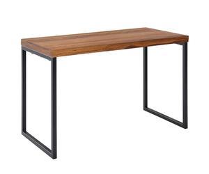 FineBuy Bureau 117x59x76,5 cm Bois Massif Sheesham Métal | table d'ordinateur industriel, table de bureau en bois massif, table pour ordinateur portable pour le bureau, pièce unique