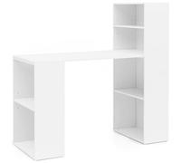FineBuy Bureau avec Étagère 120x53x120 cm Bois Blanc, Table d'Ordinateur