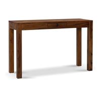 FineBuy Bureau d'ordinateur en bois massif Sheesham avec tiroir, pour bureau à domicile, étroit, peu encombrant, espace de rangement 118 x 40 x 76 cm