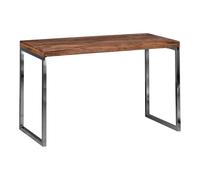FineBuy Bureau en Bois Massif Sheesham 120 x 76 x 60 cm | Console Style Maison de Campagne | Meuble d'Angle en Bois Naturel | Table d'Ordinateur avec Jambes en Métal