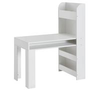 FineBuy Bureau pour enfant, blanc, 90 x 50 x 110 cm, table de coloriage pour chambre d'enfant avec étagère, bureau moderne avec espace de rangement, table d'école étroite