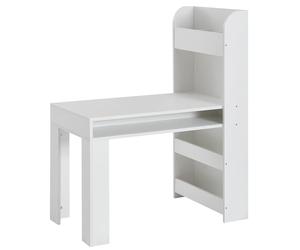 FineBuy Bureau pour enfant, blanc, 90 x 50 x 110 cm, table de coloriage pour chambre d'enfant avec étagère, bureau moderne avec espace de rangement, table d'école étroite