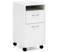FineBuy Caisson à roulettes 33x38x63 cm Bois Blanc avec Porte et Tiroir
