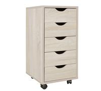 Caisson de Bureau FINEBUY - Modèle Petite avec Tiroir - Marron Sonoma - Meuble de Bureau a Roulette