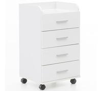 FineBuy Caisson de Bureau 40x70,5x33 cm Placard de Rangement Mobile Blanche | Armoire de Rangement Petite avec Tiroir | Meuble de Bureau a Roulette