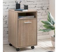 FineBuy Caisson de Bureau 33x60x38 cm Placard de Rangement Mobile Sonoma | Armoire de Rangement Petite avec Porte | Meuble de Bureau a Roulette
