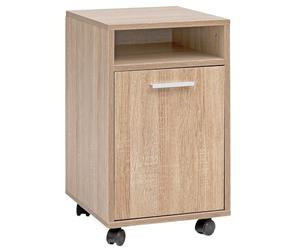 FineBuy Caisson de Bureau 33x60x38 cm Placard de Rangement Mobile Sonoma | Armoire de Rangement Petite avec Porte | Meuble de Bureau a Roulette