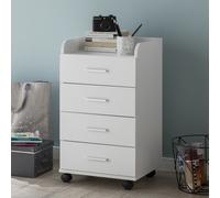 FineBuy Caisson de Bureau 40x70,5x33 cm Placard de Rangement Mobile Blanche | Armoire de Rangement Petite avec Tiroir | Meuble de Bureau a Roulette