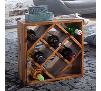 FineBuy casier à vin Bois Massif Porte-Bouteilles de vin Sheesham 40 x 40 x 25 cm | Casier à Bouteilles pour 8 Bouteilles - Range Bouteilles