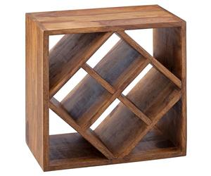 FineBuy casier à vin Bois Massif Porte-Bouteilles de vin Sheesham 40 x 40 x 25 cm | Casier à Bouteilles pour 8 Bouteilles - Range Bouteilles