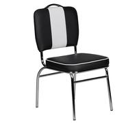 FineBuy Chaise Américain Diner Rétro Noire, Hauteur d'assise 47 cm