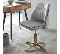 FineBuy Chaise De Bureau 80-100 cm Velours Gris | Chaise Design Pivotant avec Dossier | Chaise Coquille 120 kg | Fauteuil Pivotant sans des Rôles