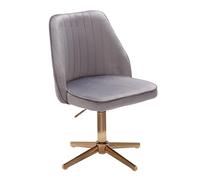 FineBuy Chaise De Bureau 80-100 cm Velours Gris | Chaise Design Pivotant avec Dossier | Chaise Coquille 120 kg | Fauteuil Pivotant sans des Rôles