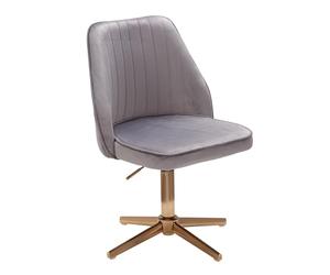 FineBuy Chaise De Bureau 80-100 cm Velours Gris | Chaise Design Pivotant avec Dossier | Chaise Coquille 120 kg | Fauteuil Pivotant sans des Rôles