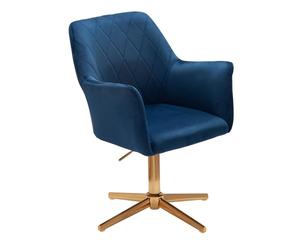 FineBuy Chaise De Bureau 80-97 cm Velours Bleu | Chaise Design Pivotant avec Accoudoirs et Dossier | Chaise Coquille 120 kg | Fauteuil Pivotant sans des Rôles
