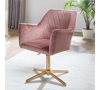 FineBuy Chaise De Bureau 80 - 97 cm Velours Fauteuil Pivotant Chaise Coquille