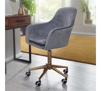 FineBuy Chaise De Bureau 85 - 105 cm Velours Fauteuil Pivotant Chaise Coquille